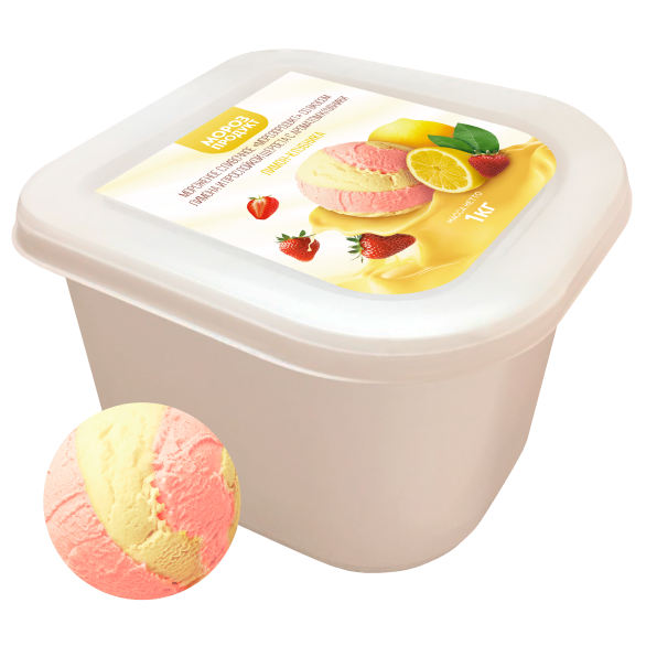 Мороженое сливочное лимон и клубника "МОРОЗПРОДУКТ", 1 кг