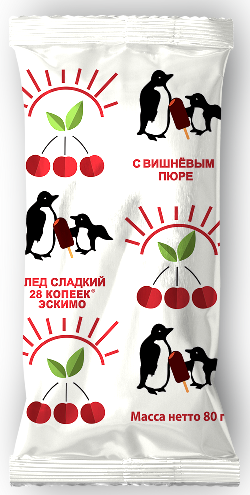 Лёд вишневый в какао глазури "28 КОПЕЕК" эскимо, 80 г