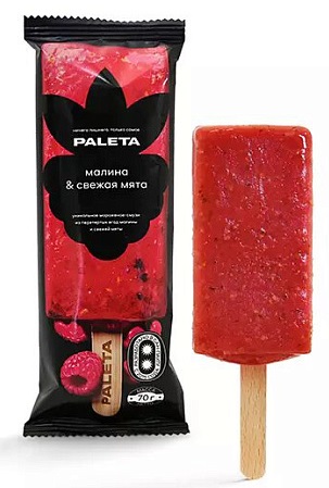 Десерт замороженный из малины с мятой "PALETA", 70 г