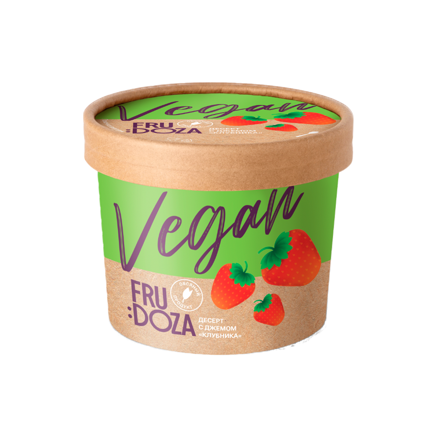 Десерт вегетарианский взбитый замороженный с джемом клубника «FRUDOZA VEGAN», 145 г