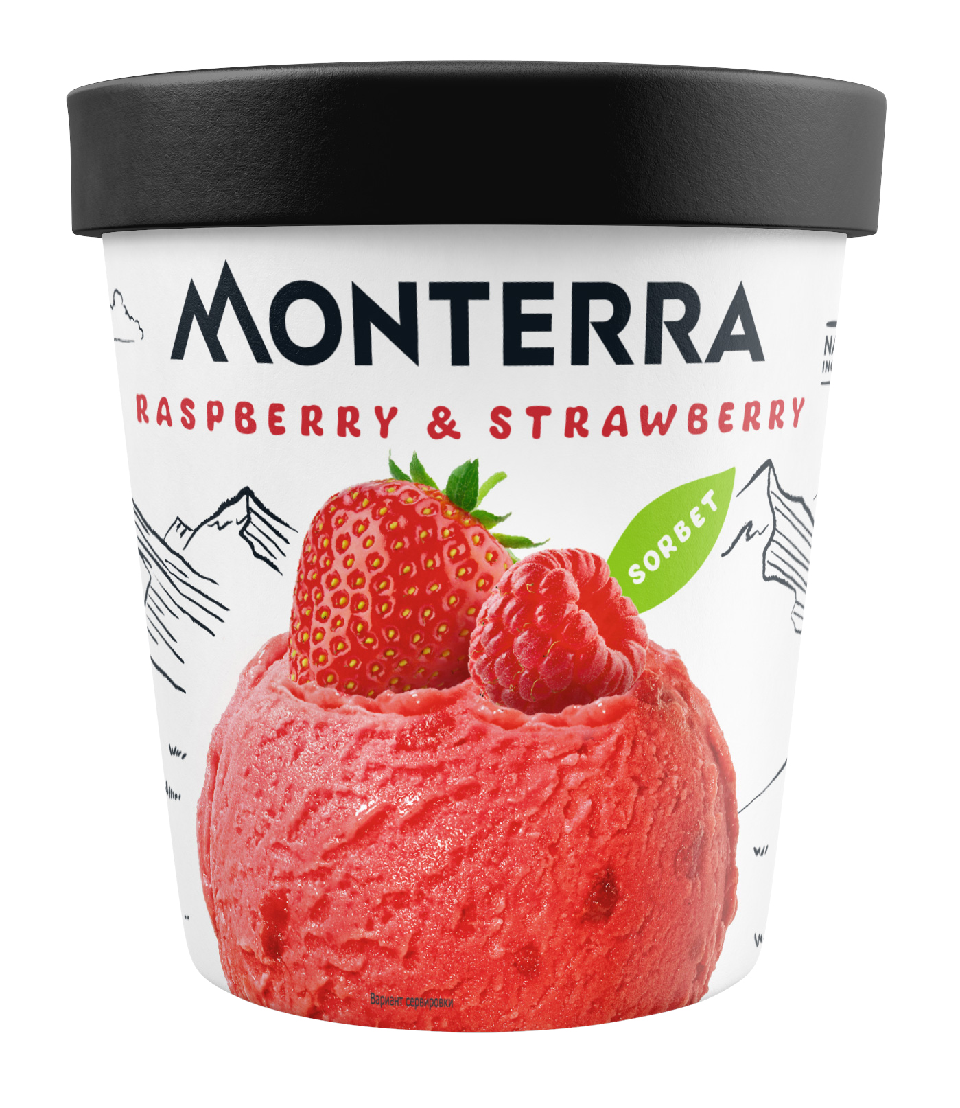Сорбет малина, клубника "MONTERRA" стакан, 306 г