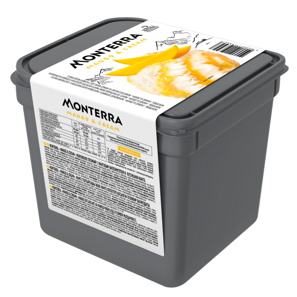 Мороженое пломбир с манговым наполнителем и кусочками манго «MONTERRA», 1399 г