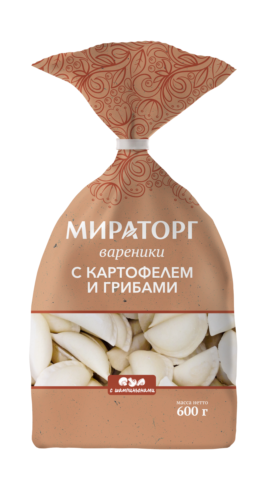 Вареники с картофелем и грибами "МИРАТОРГ" замороженные, 600 г