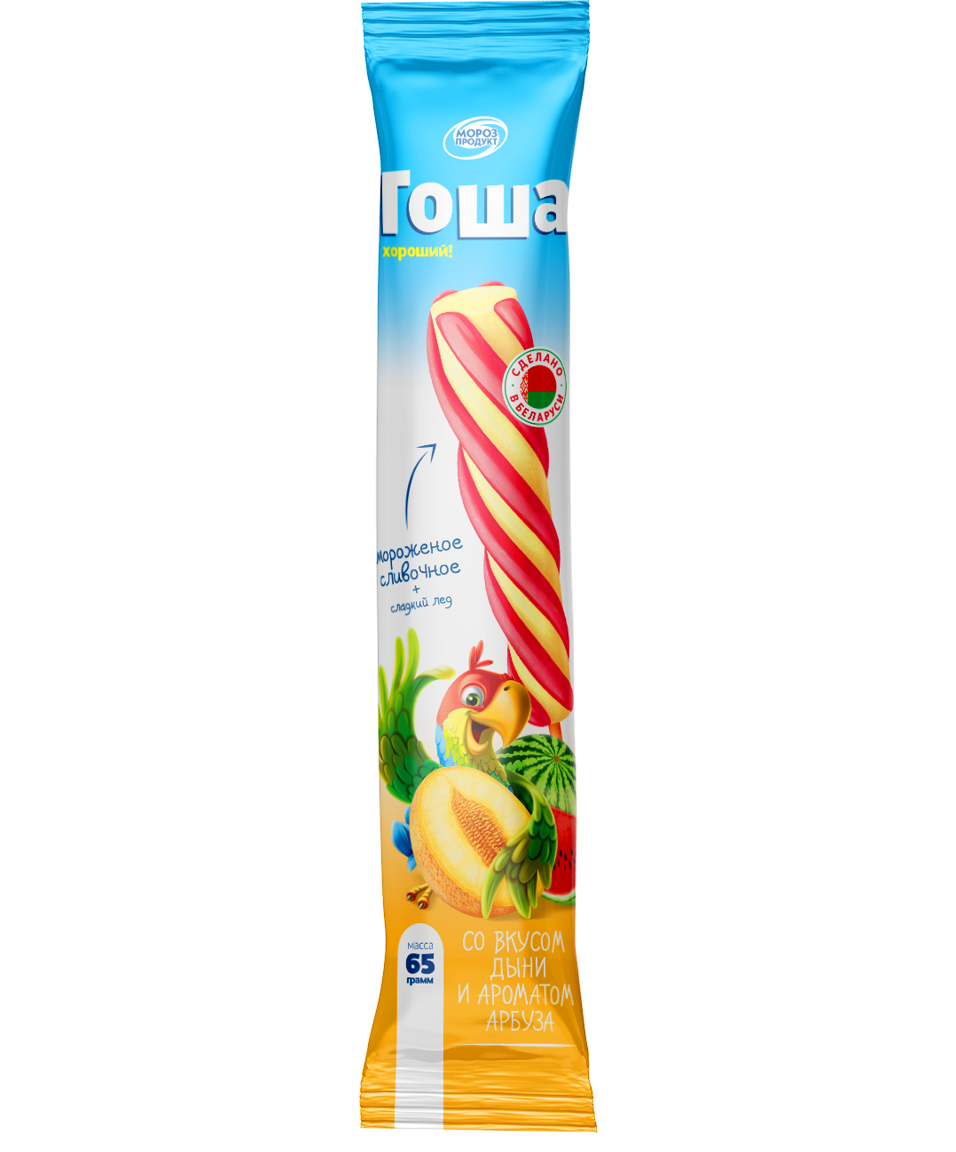 Мороженое сливочное дыня и арбуз "ГОША" эскимо, 65 г