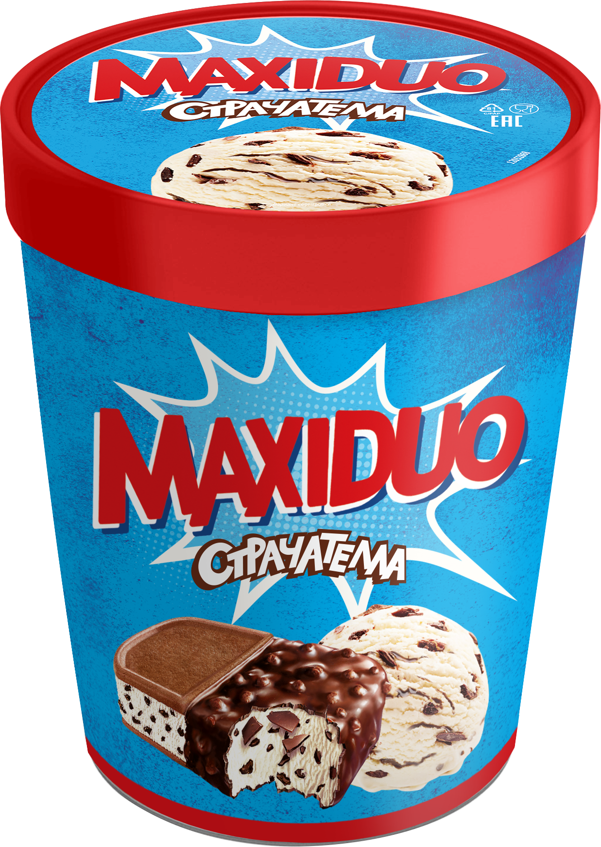 Мороженое страчателла молочное стакан картон "MAXIDUO", 282 г