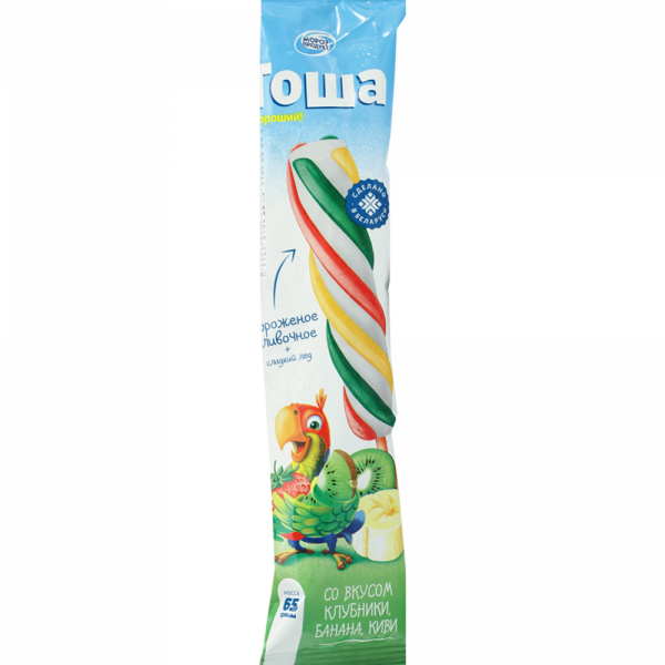 Мороженое сливочное со вкусом клубники, банана и киви "ГОША" эскимо, 65 г