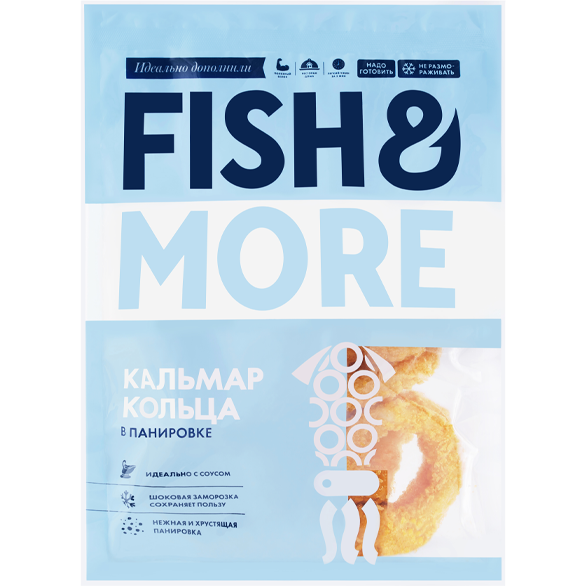 Кольца кальмара в панировке "FISH & MORE" замороженные, 500 г