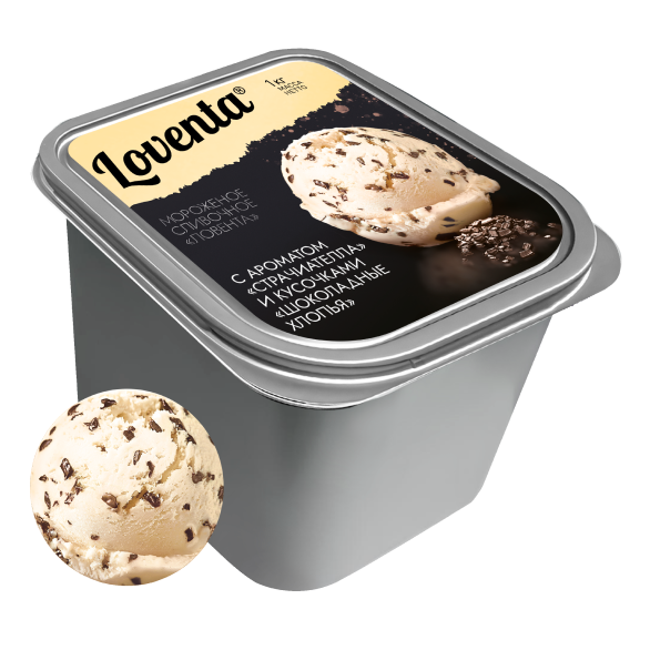 Мороженое сливочное с ароматом страчиателла «LOVENTA», 1 кг