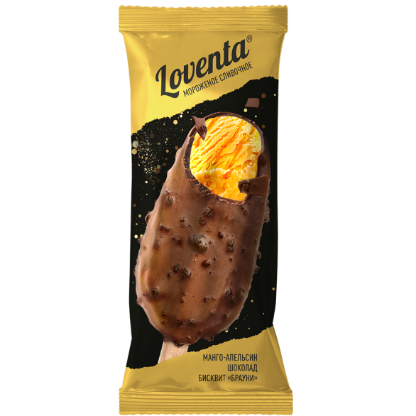 Мороженое сливочное манго-апельсин с кусочками «Брауни» "LOVENTA", 65 г