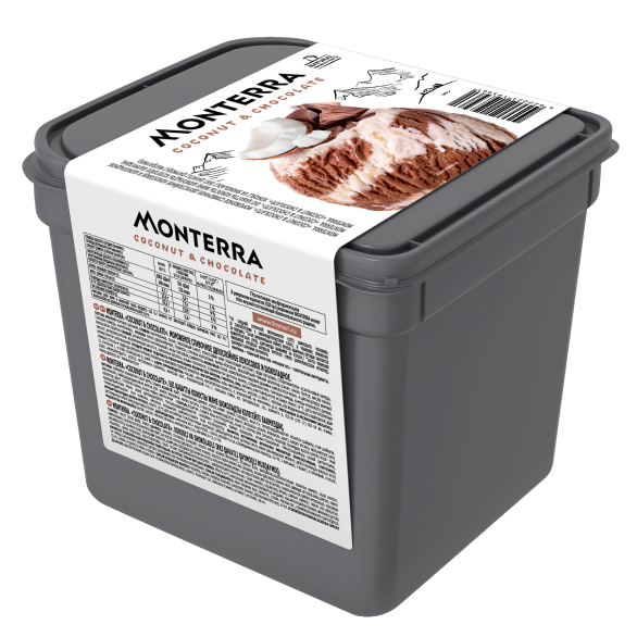 Мороженое сливочное двухслойное кокосовое и шоколадное «MONTERRA», 1311 г