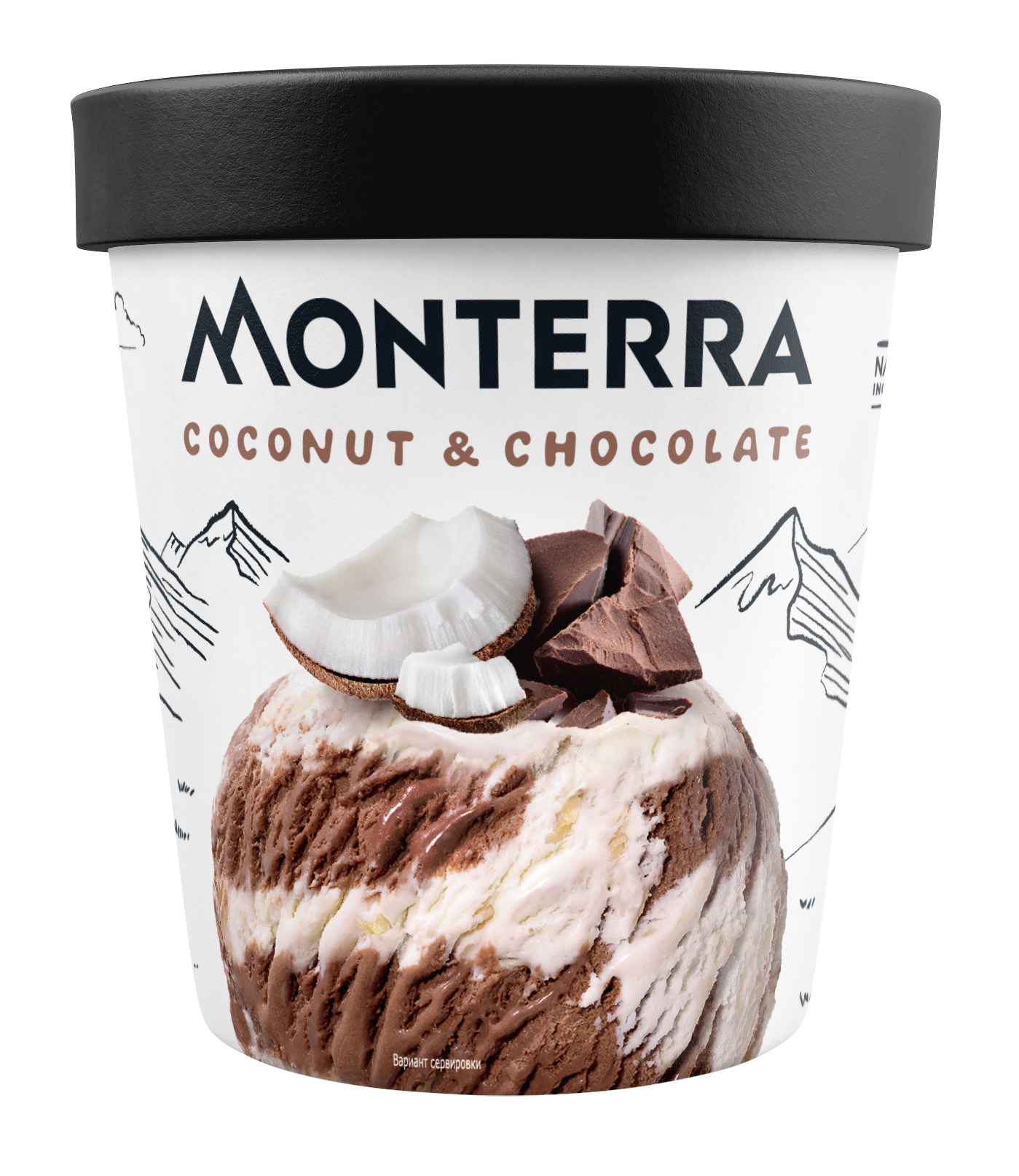 Мороженое сливочное шоколад с кокосом "MONTERRA" стакан, 263 г