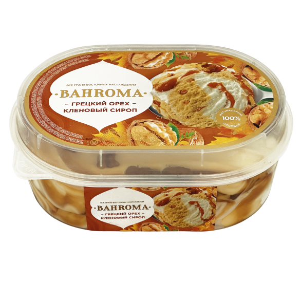 Мороженое пломбир двухслойное,с наполнителем сиропа клена и грецкого ореха "BAHROMA", 450 г