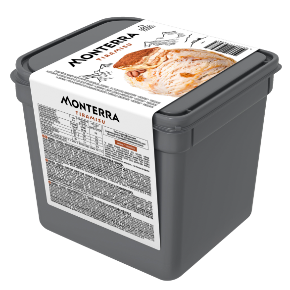 Мороженое пломбир с сыром Маскарпоне и кусочками печенья тирамису «MONTERRA», 1400 г