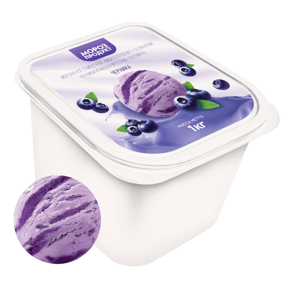 Мороженое сливочное со вкусом черники "МОРОЗПРОДУКТ", 1 кг