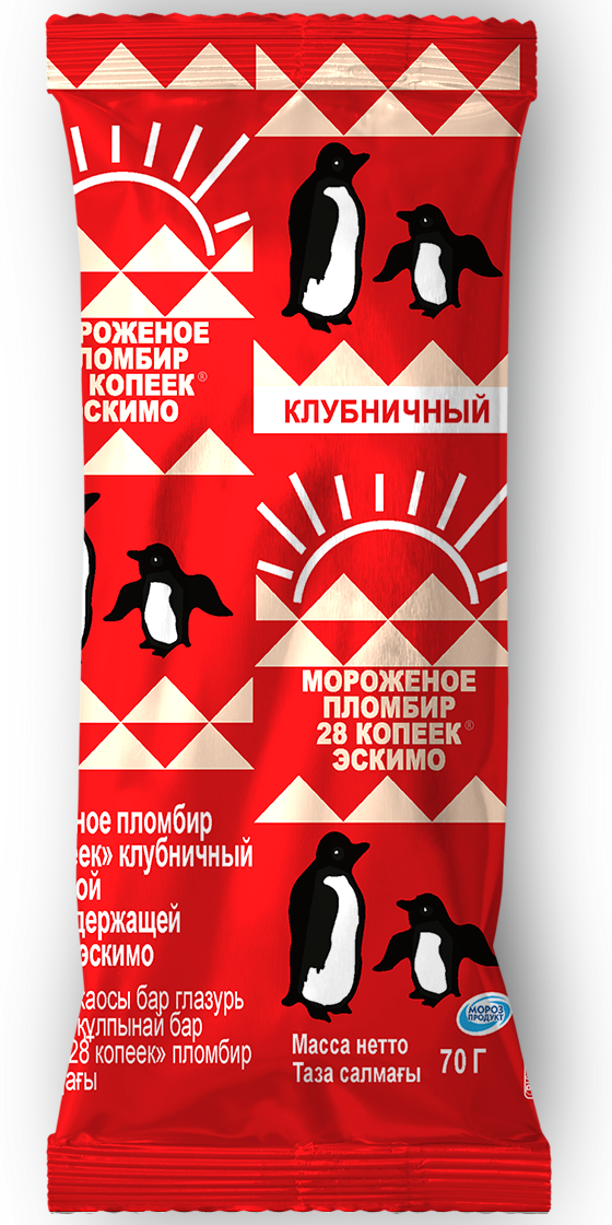 Мороженое пломбир клубничный "28 КОПЕЕК" эскимо, 70 г