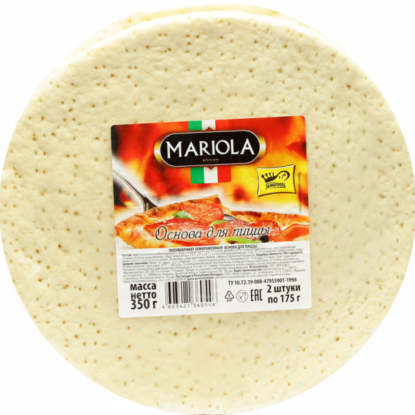 Основа для пиццы "Mariola" "KINGFOOD" в пленке замороженная, 350 г