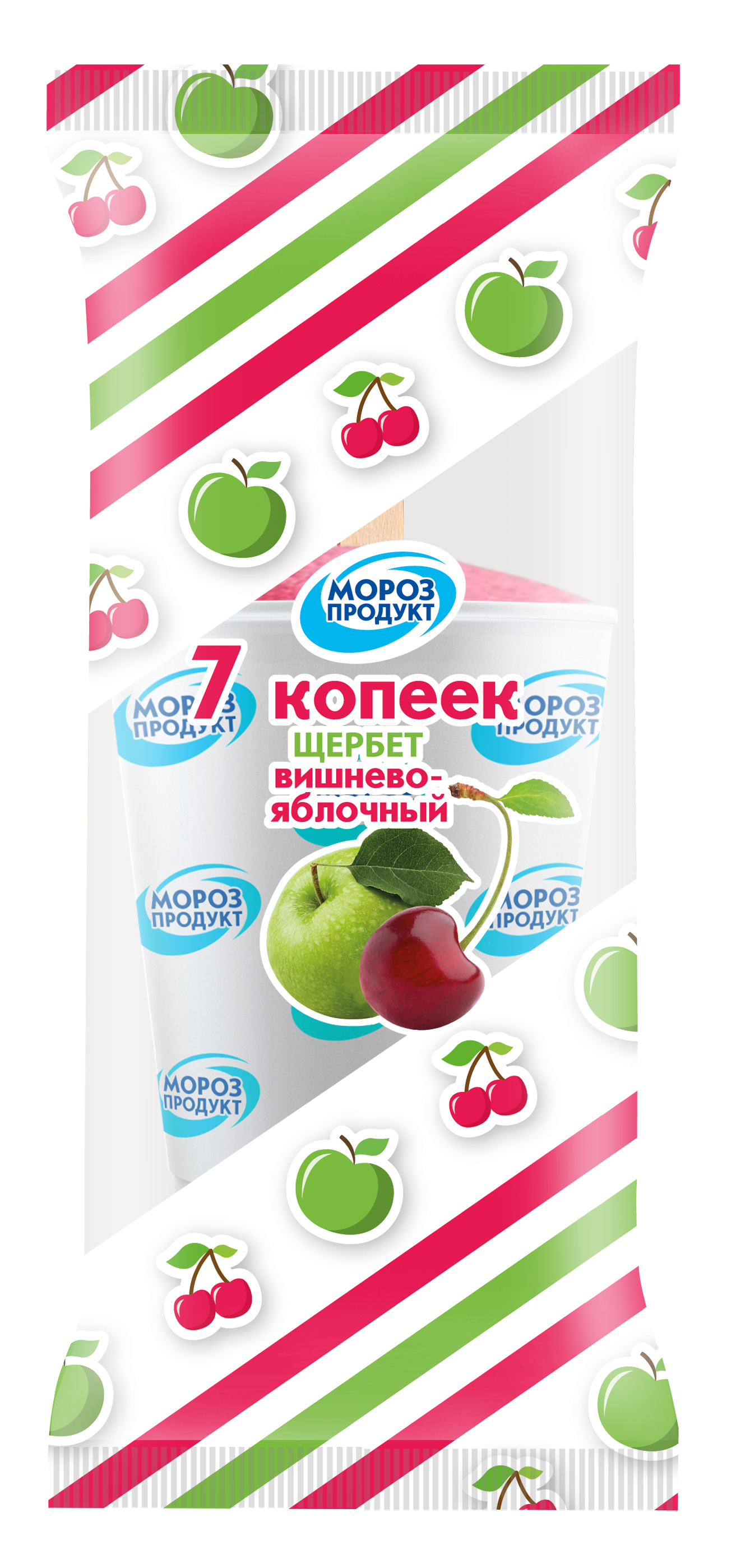 Щербет вишнево-яблочный "7 КОПЕЕК" стаканчик картонный 80 г 