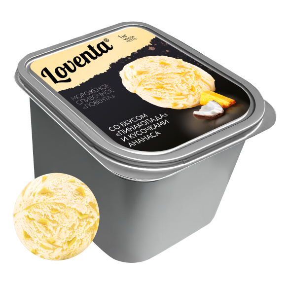 Мороженое сливочное со вкусом пинаколада и кусочками ананаса «LOVENTA», 1 кг