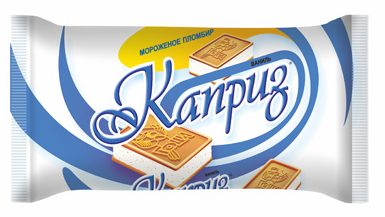 Мороженое пломбир ваниль и печенье "КАПРИЗ" сэндвич, 95 г