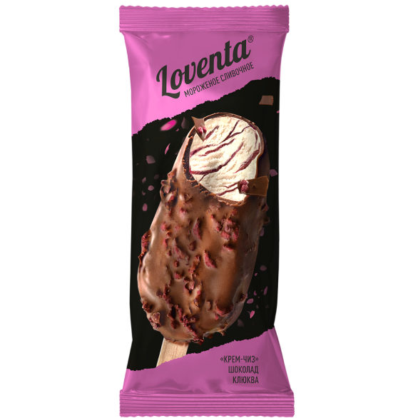 Мороженое сливочное «Крем-чиз» с кусочками клюквы "LOVENTA", 65 г