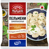 Пельмени с мясом цыпленка-бройлера и индейкой "МАРЬИНО" замороженные, 400 г Пельмени с мясом цыпленка-бройлера и индейкой "МАРЬИНО" замороженные, 400 г
